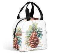 HETVBNS Insulated Lunch Bag for Women Men, Watercolor Pine Cone Lunch Box with Large Capacity Portable Thermal Cooler Bag Reusable Leakproof Lunchbox for Work Picnic Travel