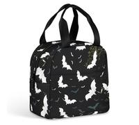 HETVBNS Insulated Lunch Bag for Women Men, White Bats Lunch Box with Large Capacity Portable Thermal Cooler Bag Reusable Leakproof Lunchbox for Work Picnic Travel