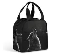 HETVBNS Insulated Lunch Bag for Women Men, Wolf Facing The Moon Lunch Box with Large Capacity Portable Thermal Cooler Bag Reusable Leakproof Lunchbox for Work Picnic Travel
