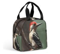 HETVBNS Insulated Lunch Bag for Women Men, Woodpecker Lunch Box with Large Capacity Portable Thermal Cooler Bag Reusable Leakproof Lunchbox for Work Picnic Travel