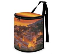 HETVBNS Italian Sunset Car Trash Can with Lid, Leakproof Hanging Automotive Trash Bin, Waterproof Garbage Storage Bag for Vehicles, RV, Bathroom, Office