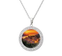 HETVBNS - Italian Sunset Necklace, Round Alloy Pendant with Diamond, Elegant Pendant Necklace for Women Men, Una talla, Metal, Alloy.