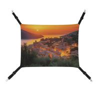 HETVBNS Italian Sunset Pet Hammock for Cats & Dogs, Soft Breathable Canvas Hanging Hammock with Adjustable Straps, Comfortable & Durable Hanging Bed for Small to Medium Pets