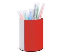 HETVBNS Italy Flag Pen Holder for Desk PU Leather Round Desk Organizer Multifunctional Makeup Brush Storage Aesthetic Desktop Supplies Stylish Pencil Holder for Office & Home