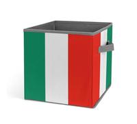 HETVBNS Italy Flag Storage Bins 10.6 Inch, Oxford Fabric Foldable Storage Cube Organizer Basket with Handles, Fabric Bins for Closet Shelves, Toys, Clothes, Books, Bedroom