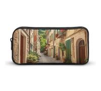 HETVBNS Italy Street Pencil Case Large Capacity, Durable Pencil Pouch Portable Small Cosmetic Bag with Metal Zipper, Simple Makeup Pouch Aesthetic Toiletry Bag for Travel Office