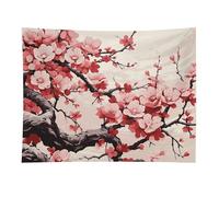 HETVBNS Japanese Floral Cherry Blossom Tapestry Wall Hanging - 30"x40" Aesthetic Tapestries Soft Polyester Wall Art Decor Large Tapestry for Bedroom Living Room Dorm Backdrop, Hanging Kit Included