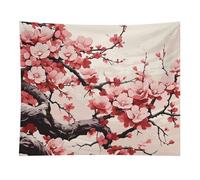 HETVBNS Japanese Floral Cherry Blossom Tapestry Wall Hanging - 50"x60" Aesthetic Tapestries Soft Polyester Wall Art Decor Large Tapestry for Bedroom Living Room Dorm Backdrop, Hanging Kit Included