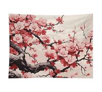 HETVBNS Japanese Floral Cherry Blossom Tapestry Wall Hanging - 60"x80" Aesthetic Tapestries Soft Polyester Wall Art Decor Large Tapestry for Bedroom Living Room Dorm Backdrop, Hanging Kit Included