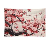 HETVBNS Japanese Floral Cherry Blossom Tapestry Wall Hanging - 60"x90" Aesthetic Tapestries Soft Polyester Wall Art Decor Large Tapestry for Bedroom Living Room Dorm Backdrop, Hanging Kit Included