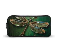 HETVBNS Jewel Dragonfly Pencil Case Large Capacity, Durable Pencil Pouch Portable Small Cosmetic Bag with Metal Zipper, Simple Makeup Pouch Aesthetic Toiletry Bag for Travel Office