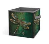 HETVBNS Jewel Dragonfly Storage Bins 10.6 Inch, Oxford Fabric Foldable Storage Cube Organizer Basket with Handles, Fabric Bins for Closet Shelves, Toys, Clothes, Books, Bedroom