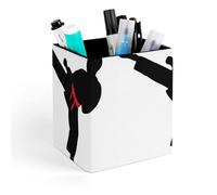 HETVBNS Karate Boy Changeable Belt Color Pen Holder for Desk - PU Leather Square Desk Organizer Travel Makeup Brush Storage Stylish Pencil Holder Desktop Stationery Organizer for Office & Home