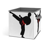 HETVBNS Karate Boy Changeable Belt Color Storage Bins 10.6 Inch, Oxford Fabric Foldable Storage Cube Organizer Basket with Handles, Fabric Bins for Closet Shelves, Toys, Clothes, Books, Bedroom