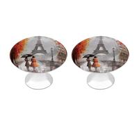 HETVBNS Kitchen Cabinet Knobs Eiffel Tower Paris Painting Dresser Knobs Round Cabinet Hardware Pull Drawer Pulls Drawer Handles Door Handles for Cupboard Closet 2PCS