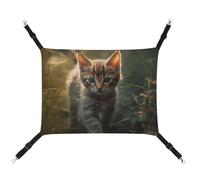 HETVBNS Kitten Walking on The Grass Pet Hammock for Cats & Dogs, Soft Breathable Canvas Hanging Hammock with Adjustable Straps, Comfortable & Durable Hanging Bed for Small to Medium Pets