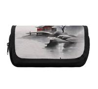 HETVBNS Landscape Flowers Pencil Case Extra Large, Double Layer Pencil Pouch with Zipper, Portable Cosmetic Bags for Travel, Office Stationery Organizer for Women Men