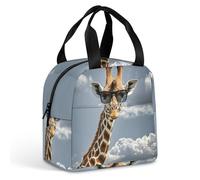 HETVBNS Large Insulated Lunch Bag for Adults, Reusable Giraffe Wearing Sunglasses Cooler Bag - Easy Clean, Leakproof Lunch Box Portable Lunch Tote for Work, Picnic, Travel
