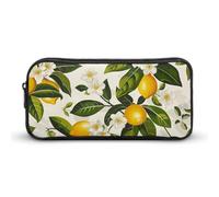 HETVBNS Lemons And Flowers Pencil Case Large Capacity, Durable Pencil Pouch Portable Small Cosmetic Bag with Metal Zipper, Simple Makeup Pouch Aesthetic Toiletry Bag for Travel Office