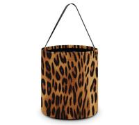 HETVBNS Leopard Print Candy Bag Halloween Trick Or Treat Bucket 7.9x8.3in, Reusable Gift Bags for Party Holiday Wedding