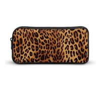 HETVBNS Leopard Print Pencil Case Large Capacity, Durable Pencil Pouch Portable Small Cosmetic Bag with Metal Zipper, Simple Makeup Pouch Aesthetic Toiletry Bag for Travel Office