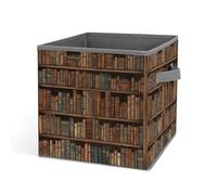 HETVBNS Library Bookshelf Book Storage Bins 10.6 Inch, Oxford Fabric Foldable Storage Cube Organizer Basket with Handles, Fabric Bins for Closet Shelves, Toys, Clothes, Books, Bedroom