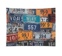 HETVBNS License Plate Tapestry Wall Hanging - 30"x40" Aesthetic Tapestries Soft Polyester Wall Art Decor Large Tapestry for Bedroom Living Room Dorm Backdrop, Hanging Kit Included