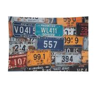 HETVBNS License Plate Tapestry Wall Hanging - 40"x60" Aesthetic Tapestries Soft Polyester Wall Art Decor Large Tapestry for Bedroom Living Room Dorm Backdrop, Hanging Kit Included