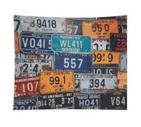 HETVBNS License Plate Tapestry Wall Hanging - 50"x60" Aesthetic Tapestries Soft Polyester Wall Art Decor Large Tapestry for Bedroom Living Room Dorm Backdrop, Hanging Kit Included