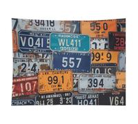 HETVBNS License Plate Tapestry Wall Hanging - 60"x80" Aesthetic Tapestries Soft Polyester Wall Art Decor Large Tapestry for Bedroom Living Room Dorm Backdrop, Hanging Kit Included