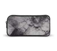 HETVBNS Light Black Marble Pencil Case Large Capacity Zipper Pouch, Durable Pencil Box Organizer, Portable Small Cosmetic Bag for Office, Travel