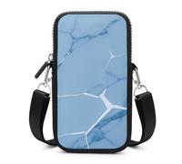 HETVBNS Light Blue White Crack Marble Cell Phone Bag with Detachable Strap, Aesthetic Mini Sling Bag Small Crossbody Bag for Phone
