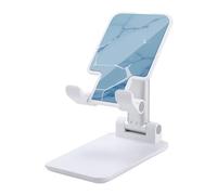 HETVBNS Light Blue White Crack Marble Phone Stand for Desk - Adjustable & Foldable Tablet Stand Portable Cell Phone Stand Holder Compatible with 4-13" Smartphones, Tablets
