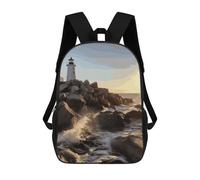 HETVBNS Lighthouse Rocks Seaside Backpack for Women Men, Durable 600D Polyester Bookbag with Large Capacity, Lightweight 17 Inch Laptop Backpack Minimalism Casual Daypack for Work, Travel