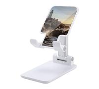 HETVBNS Lighthouse Rocks Seaside Phone Stand for Desk - Adjustable & Foldable Tablet Stand Portable Cell Phone Stand Holder Compatible with 4-13" Smartphones, Tablets