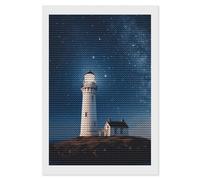 HETVBNS Lighthouse Under Starry Night Sky Diamond Painting Kits for Adults, Full Round Drill DIY Diamond Art for Beginners, 5D Gem Art and Crafts for Home Wall Decor 8"x12"