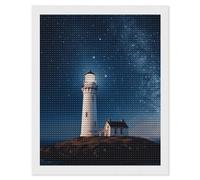 HETVBNS Lighthouse Under Starry Night Sky Diamond Painting Kits for Adults, Full Round Drill DIY Diamond Art for Beginners, 5D Gem Art and Crafts for Home Wall Decor 16"x20"