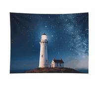 HETVBNS Lighthouse Under Starry Night Sky Tapestry Wall Hanging - 30"x40" Aesthetic Tapestries Soft Polyester Wall Art Decor Large Tapestry for Bedroom Living Room Dorm Backdrop, Hanging Kit Included