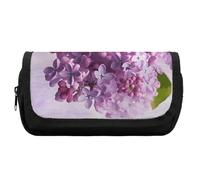 HETVBNS Lilac Flowers Pencil Case Extra Large, Double Layer Pencil Pouch with Zipper, Portable Cosmetic Bags for Travel, Office Stationery Organizer for Women Men