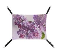 HETVBNS Lilac Flowers Pet Hammock for Cats & Dogs, Soft Breathable Canvas Hanging Hammock with Adjustable Straps, Comfortable & Durable Hanging Bed for Small to Medium Pets