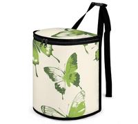 HETVBNS Lime Green Butterfly Car Trash Can with Lid, Leakproof Hanging Automotive Trash Bin, Waterproof Garbage Storage Bag for Vehicles, RV, Bathroom, Office