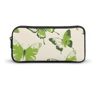 HETVBNS Lime Green Butterfly Pencil Case Large Capacity Zipper Pouch, Durable Pencil Box Organizer, Portable Small Cosmetic Bag for Office, Travel