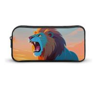 HETVBNS Lions in The Desert Pencil Case Large Capacity, Durable Pencil Pouch Portable Small Cosmetic Bag with Metal Zipper, Simple Makeup Pouch Aesthetic Toiletry Bag for Travel Office