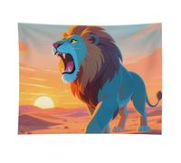 HETVBNS Lions in The Desert Tapestry Wall Hanging - 30"x40" Aesthetic Tapestries Soft Polyester Wall Art Decor Large Tapestry for Bedroom Living Room Dorm Backdrop, Hanging Kit Included