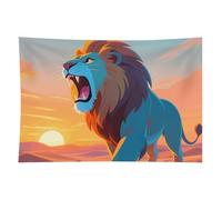 HETVBNS Lions in The Desert Tapestry Wall Hanging - 40"x60" Aesthetic Tapestries Soft Polyester Wall Art Decor Large Tapestry for Bedroom Living Room Dorm Backdrop, Hanging Kit Included