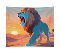 HETVBNS Lions in The Desert Tapestry Wall Hanging - 50"x60" Aesthetic Tapestries Soft Polyester Wall Art Decor Large Tapestry for Bedroom Living Room Dorm Backdrop, Hanging Kit Included