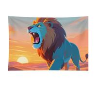 HETVBNS Lions in The Desert Tapestry Wall Hanging - 60"x90" Aesthetic Tapestries Soft Polyester Wall Art Decor Large Tapestry for Bedroom Living Room Dorm Backdrop, Hanging Kit Included
