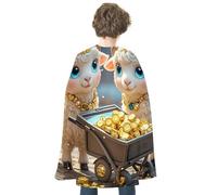 HETVBNS Little Lamb Brings Wealth Halloween Cape Reversible Cosplay Costume Party Cloak for Masquerade, Christmas, Role Play