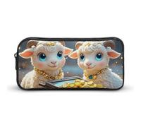 HETVBNS Little Lamb Brings Wealth Pencil Case Large Capacity Zipper Pouch, Durable Pencil Box Organizer, Portable Small Cosmetic Bag for Office, Travel