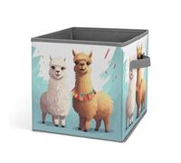 HETVBNS Llama Alpaca Storage Bins 10.6 Inch, Oxford Fabric Foldable Storage Cube Organizer Basket with Handles, Fabric Bins for Closet Shelves, Toys, Clothes, Books, Bedroom